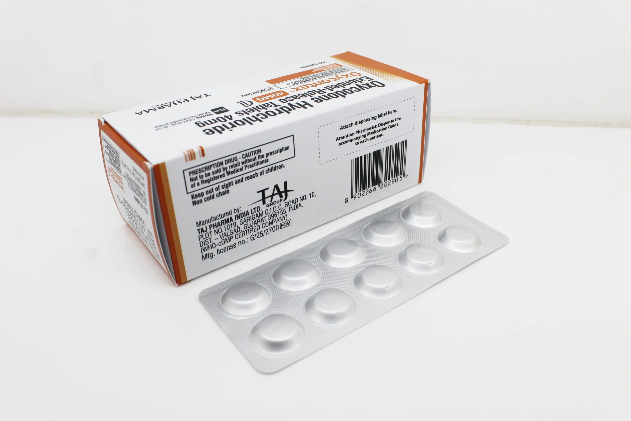 Oxycodone Hydrochloride 40mg Tablets Manufacturer Supplier