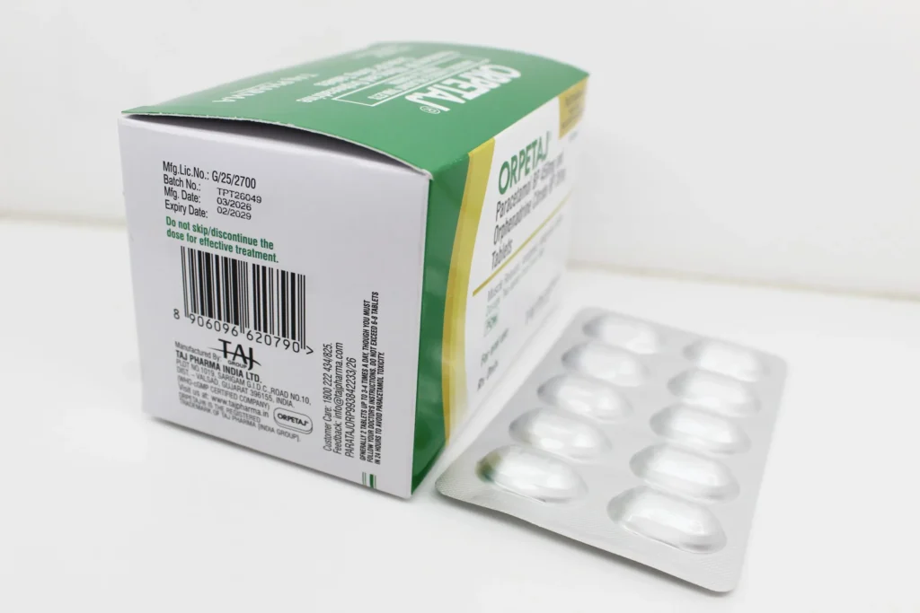 Paracetamol 450mg and Orphenadrine Citrate 35mg Tablets Manufacturer Vapi Gujarat