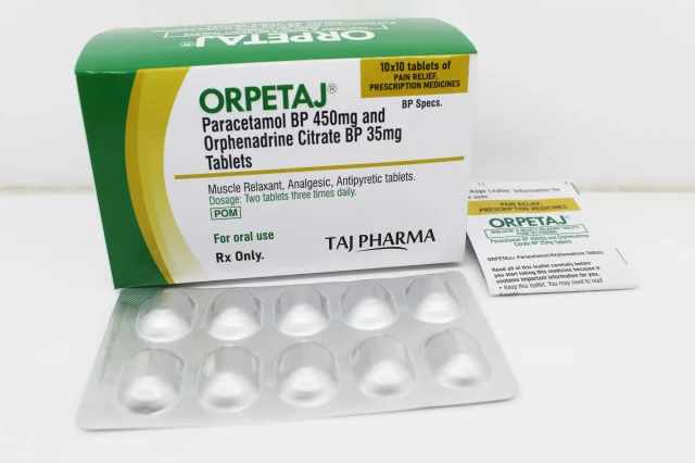 Paracetamol BP 450mg and Orphenadrine Citrate BP 35mg Tablets